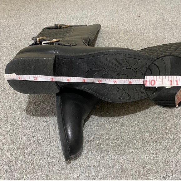 Black Quilted Knee High Winter Boots Women Size 9 - Picture 9 of 14